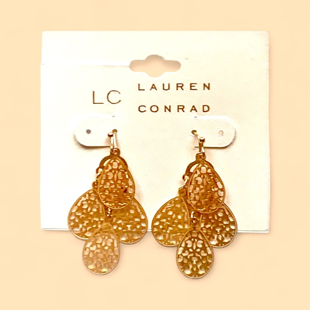 LC Lauren Conrad Gold-Tone Teardrop Earrings - Picture 2 of 4